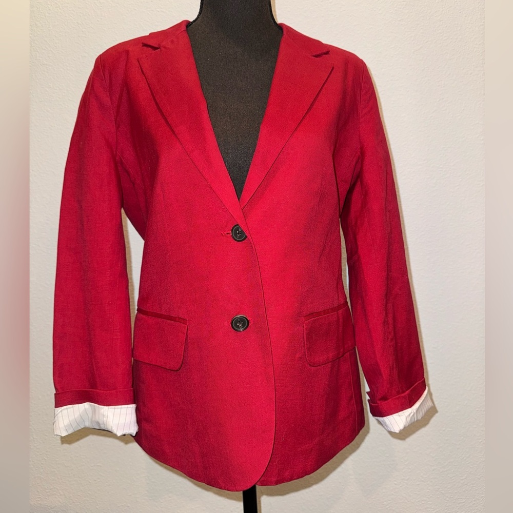 Red designer blazer